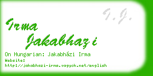 irma jakabhazi business card